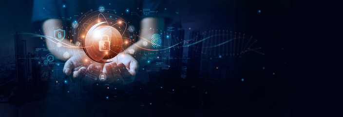 Poster - Internet network security, Data protection and Privacy on internet technology, Innovation, Data cyber security, verification and data encryption on cyber networking.