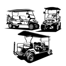 Golf Cart Illustration Design Logo Icon Vector