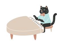 ピアノを弾く猫の音楽家アートプリント 無料画像 - Public Domain Pictures