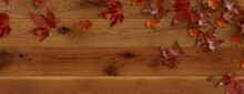 Autumn Flat Lay With Leaves. Thanksgiving Concept With Space For Text.