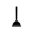 Plunger icon in black flat glyph, filled style isolated on white background