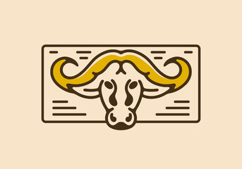 Wall Mural - Bull head vintage retro line art