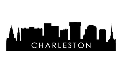 Charleston skyline silhouette. Black Charleston city design isolated on white background.