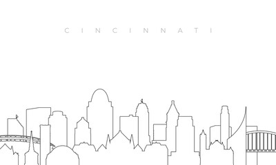 Outline Cincinnati skyline. Trendy template with Cincinnati buildings and landmarks in line style. Stock vector design.