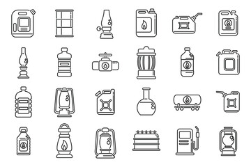 Poster - Kerosene icons set outline vector. Energy container. Fuel heater