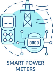 Wall Mural - smart power meters turquoise concept icon. intelligent grid system abstract idea thin line illustrat
