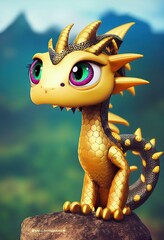 An adorable dragon generated in a 3D style to be cute in a variety of colors.