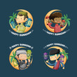 Ramadan Kareem label badge cute kids cartoon illustration collection
