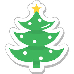 Sticker - Pine Tree Colored Vector Icon 