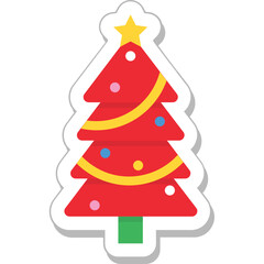 Sticker - Christmas Tree Colored Vector Icon