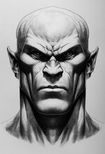 Illustration Of An Orc In Black And White