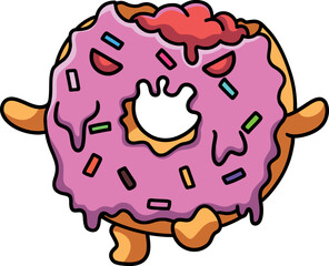 Sticker - Pink scary donut personage - funny Halloween character