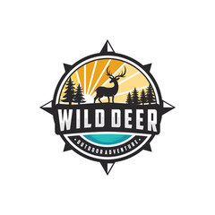 Wild deer vector logo illustration