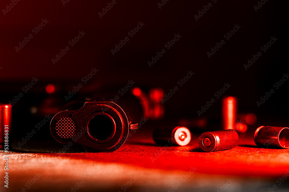 Crime scene of a hanggun with empty shell casings. Stock Photo | Adobe ...