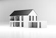© MIRROR IMAGE STUDIO - Simple house on white floor with grey background. 3d rendering of exterior residential building.
