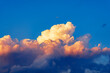 Photography of beautiful storm clouds, cumulus clouds or cumulonimbus at sunset. Full frame, sky only.