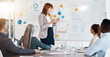 © Charlize D/peopleimages.com - Business meeting, accounting and office strategy woman speaker show accounting chart data. Collaboration of corporate employee group in a teamwork presentation to start working on financial agenda