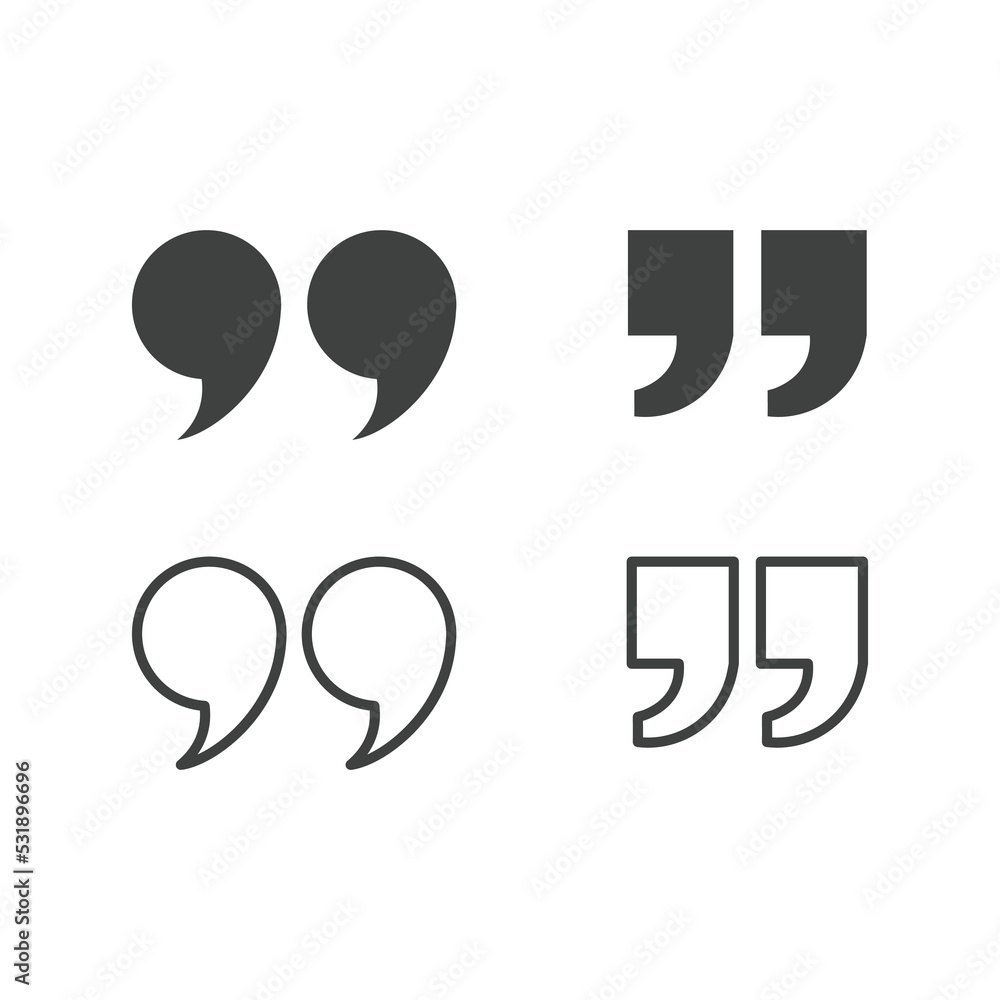 Quotes, quotation marks black isolated vector icon set. Speech mark icons.  Stock Vector | Adobe Stock, image size:1000x1000