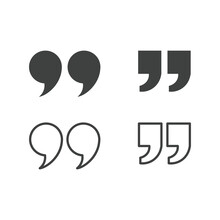 Quotes, Quotation Marks Black Isolated Vector Icon Set. Speech Mark Icons.