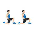Man doing kneeling hip flexor stretch exercise. Flat vector illustration isolated on white background
