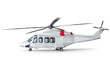 White business helicopter isolated on transparent background