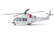 White Business Helicopter Isolated On Transparent Background
