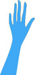 © Elena - Female Hand of the person in the blue for create logo and line arts design Template. Illustration of a hand holding something in a flat style with orange lines.