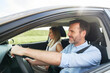 © gpointstudio - Caucasian of middle age couple during a car trip