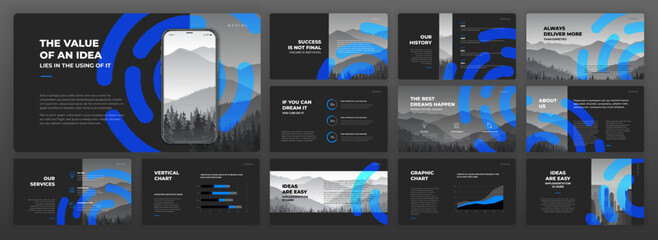 Wall Mural - creative powerpoint presentation templates set. use for creative keynote presentation background, br