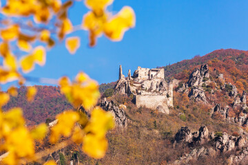 Wall Mural - Duernstein castle during autumn in Wachau valley, Austria, UNESCO