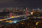 Fototapeta  - Istanbul Bosphorus Bridge in the Night Lights, Uskudar Istanbul, Turkey
