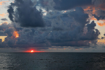 Wall Mural - picturesque view of sky with heavy rainy clouds over sea