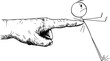 © Zdenek Sasek - Giant Hand Pushing Person to Do Something, Vector Cartoon Stick Figure Illustration