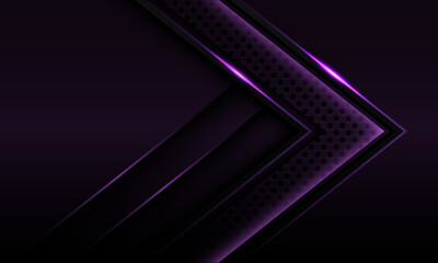 Wall Mural - Abstract purple light line arrow direction circle mesh shadow design modern luxury futuristic technology background vector