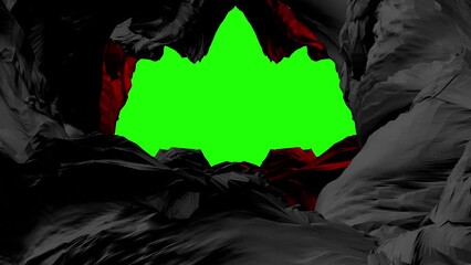 Wall Mural - Black and red wavy background. Green Screen