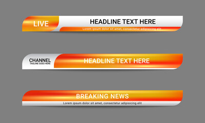 Wall Mural - newscast lower third banner vector. set of lower third bar templates for breaking news, sports news 