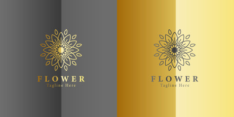 Luxury gold beauty flower spa logo template wellness design for health wellness business vector