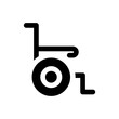 © IMG visuals icons - Wheelchair black glyph ui icon. Medical equipment. Disability and injury. User interface design. Silhouette symbol on white space. Solid pictogram for web, mobile. Isolated vector illustration