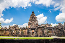 Landscape Of Phanom Rung Historical Park Is A Castle Built In The Ancient Khmer Period Located In Buriram Province, Thailand.