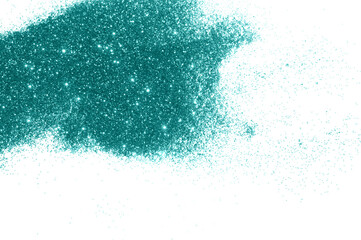 Poster - Blue glitter sparkle on white background with place for your text