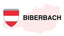 Biberbach: Illustration Mit Dem Ortsnamen Der Österreichischen Stadt Biberbach Im Bundesland Niederösterreich