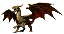 Green Dragon Standing 3D Illustration	