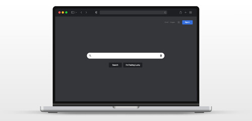 Aufkleber - Web browser, internet browser search engine with 3d realistic laptop mockup. Search bar for ui ux design and web site. Search address and navigation bar icon.