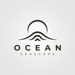 Fototapete - ocean wave with sunset logo vector symbol illustration design, creative wave logo