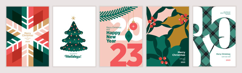set of christmas and new year 2023 greeting cards. vector illustration concepts for graphic and web 