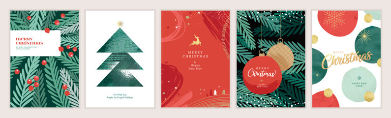 Wall Mural - christmas and new year 2023 greeting cards set. modern vector illustration concepts for greeting car