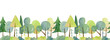© Anche Panche - Green trees, hand-painted in watercolor on a white background.Seamless pattern of flat trees.  Summer background of cute trees.