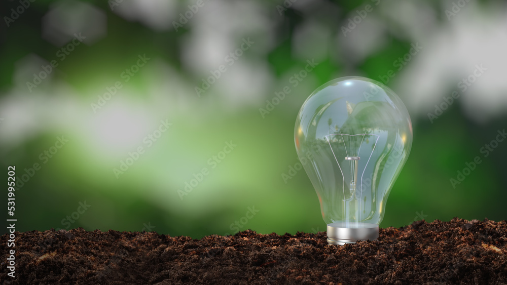 That Represents Sources The green world map is on a light bulb that represents renewable energy ...