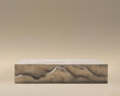 beige stone podium, Cosmetic display stand on beige background. 3D rendering realistic
