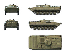 Renders Of 3d-model Of Soviet Military Vehicle BMP-1 On White Background